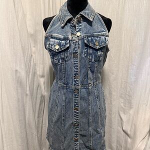 Avec Les Filles Light Blue Denim Dress